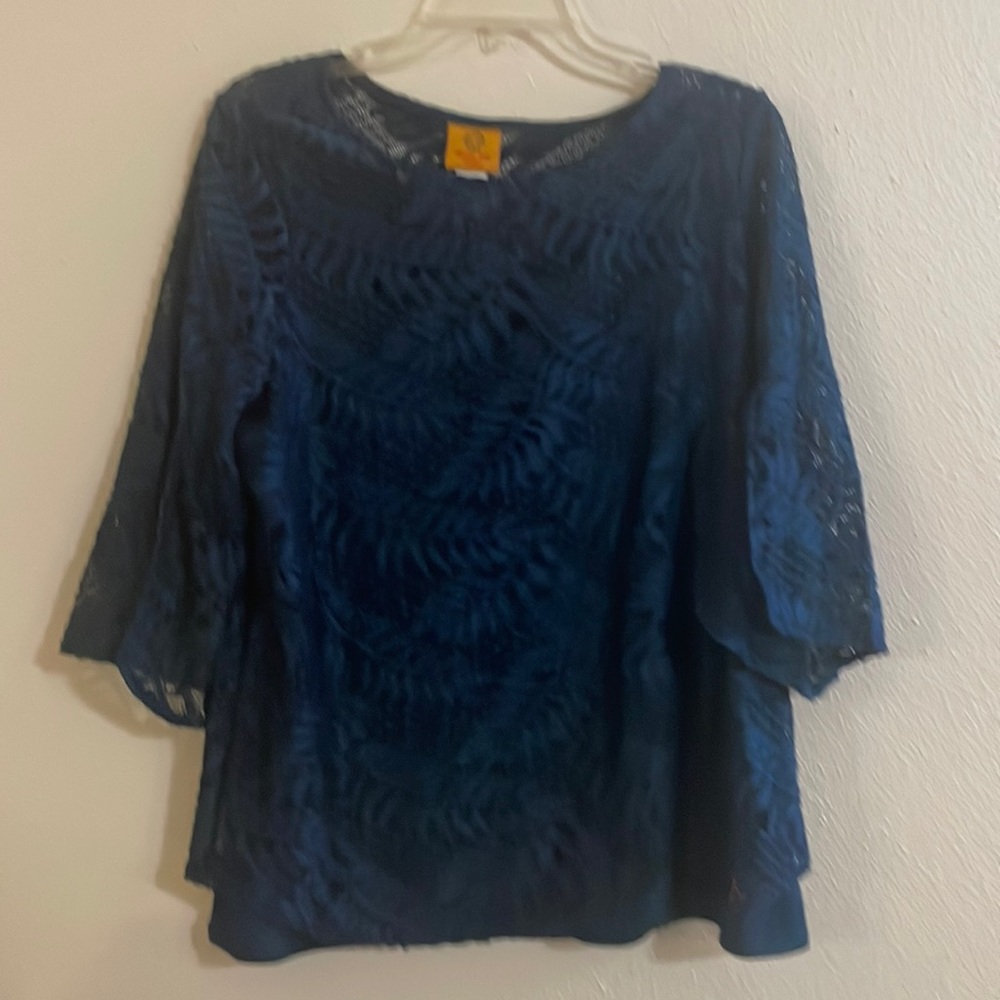 Ruby Rd. Blouse Size Pxl Petite Euc Blue - image 1